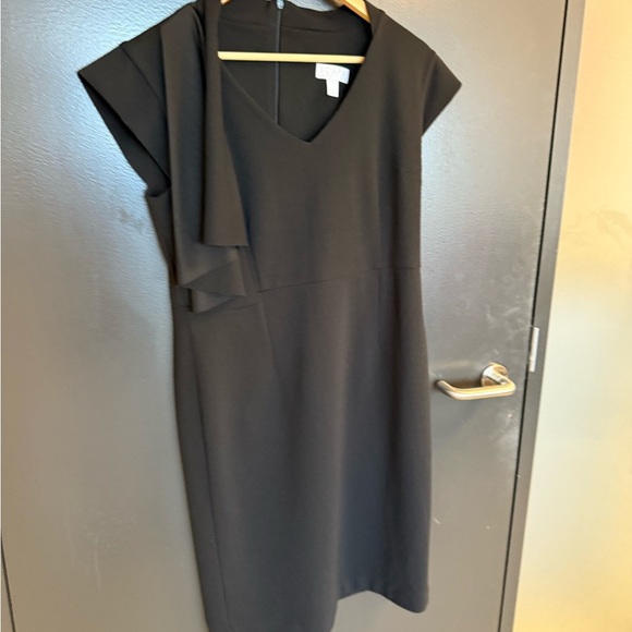 Scapa Lauren Perre M Asymmetrical shoulder Black Dress EUC vintage - Picture 2 of 14